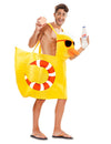 Déguisement canard de bain pour adulte jaune avec lunettes de soleil et bouée intégrée