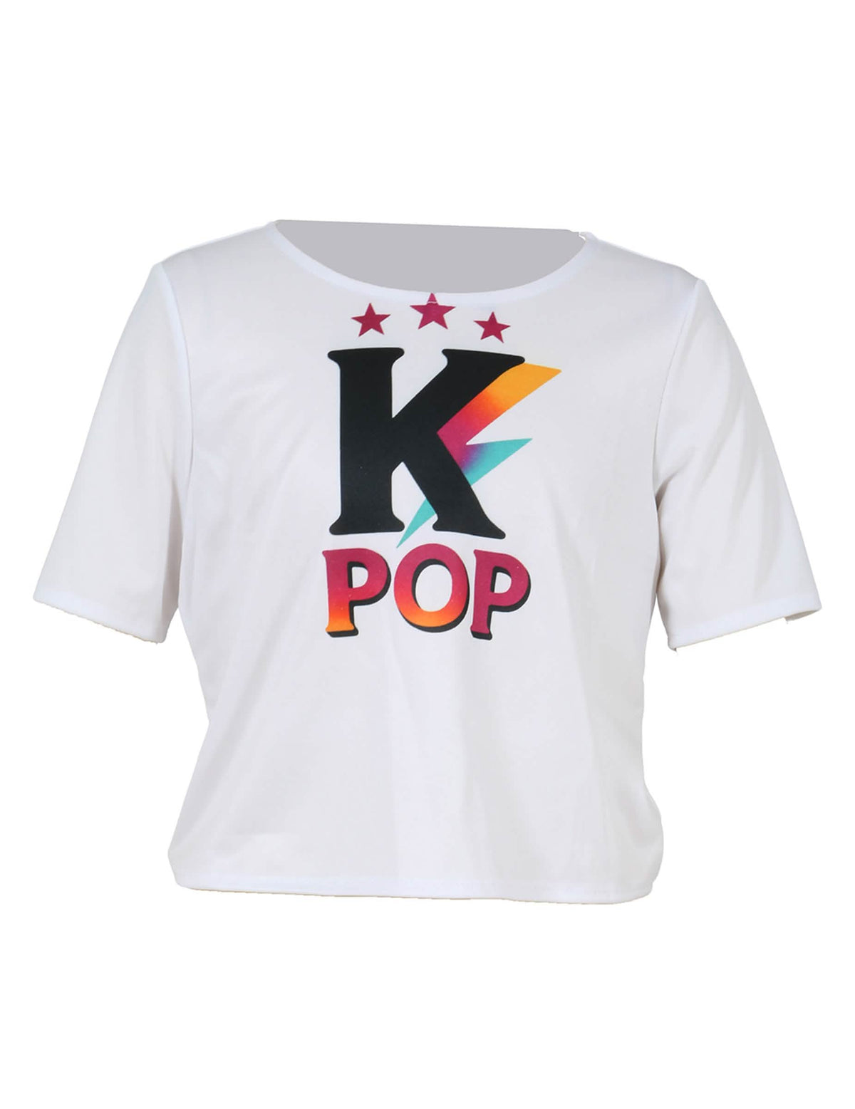 T-shirt blanc avec logo K-POP du déguisement de chanteuse Kpop