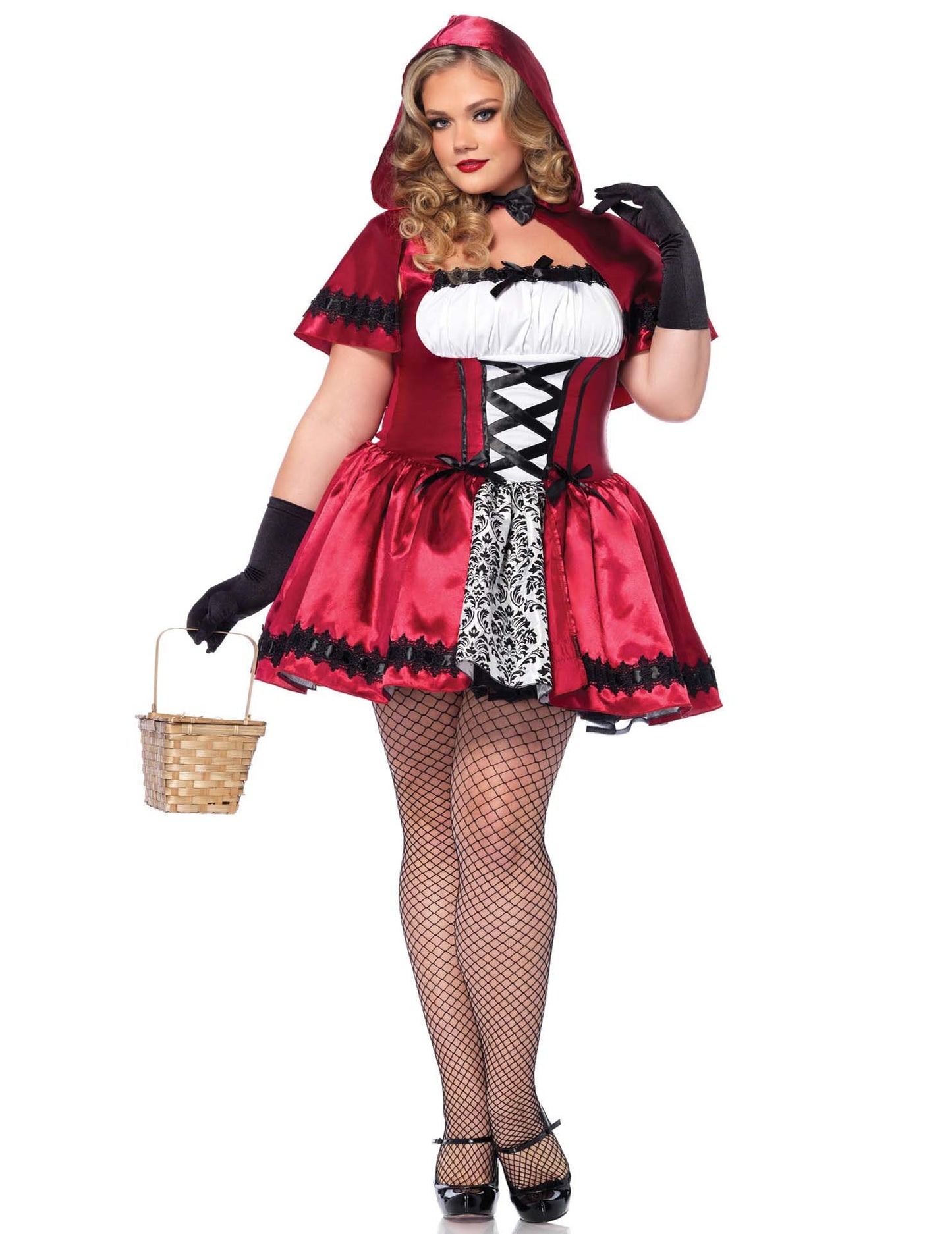 Déguisement de chaperon rouge pour femme rouge et noir avec cape à capuche