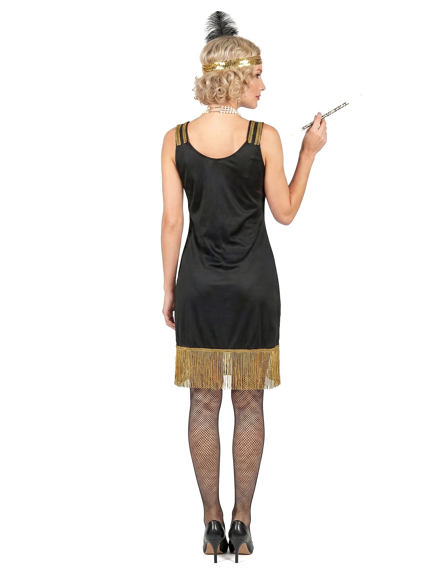 Zwart en goudkleurig charleston kostuum voor vrouwen