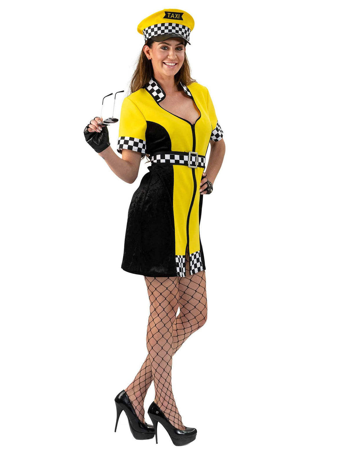 Vue de face du déguisement de chauffeur de taxi pour femme