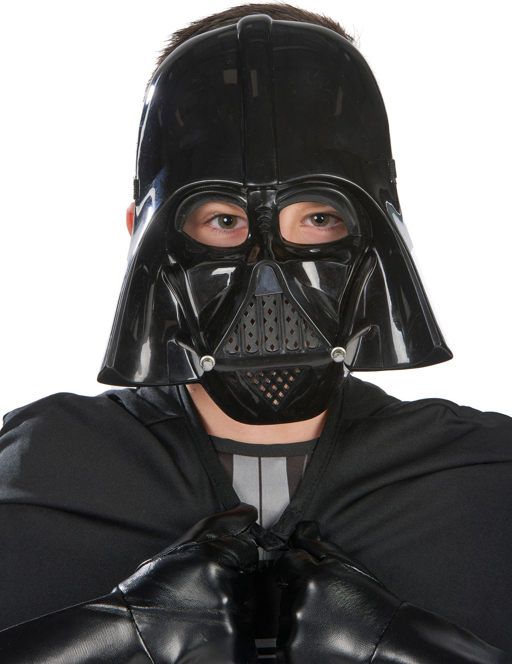 Gros plan sur le masque du déguisement classique Dark Vador pour garçon