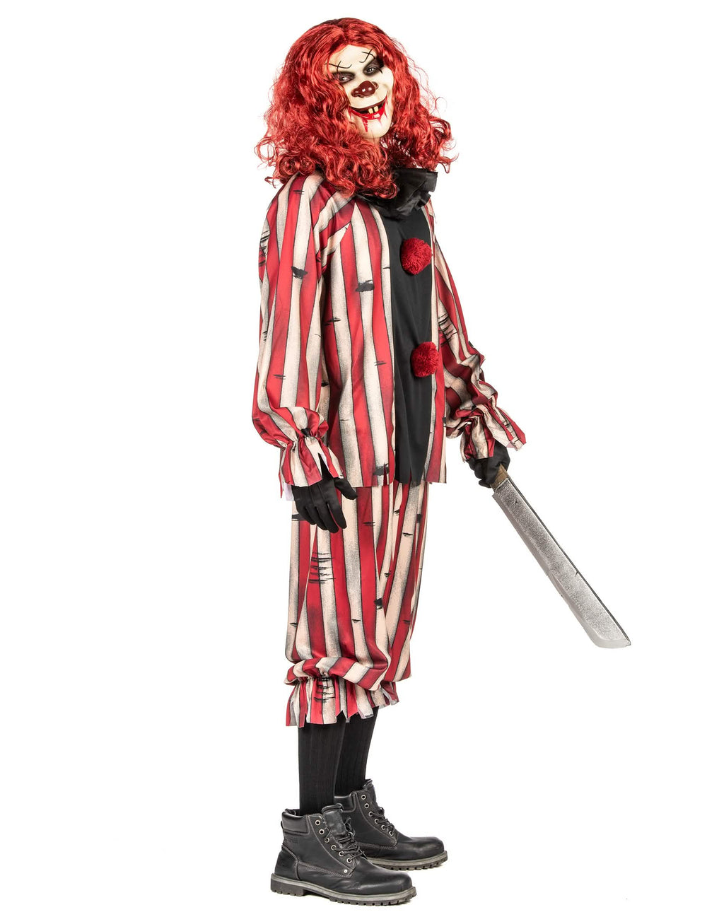Vue de trois-quart du déguisement de clown démoniaque luxe