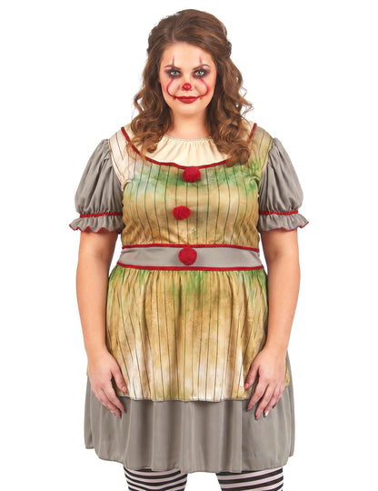 Groot formaat psychoclownkostuum voor dames