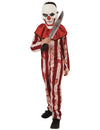 Déguisement de clown rayé pour adolescent rouge et blanc ensanglanté avec masque