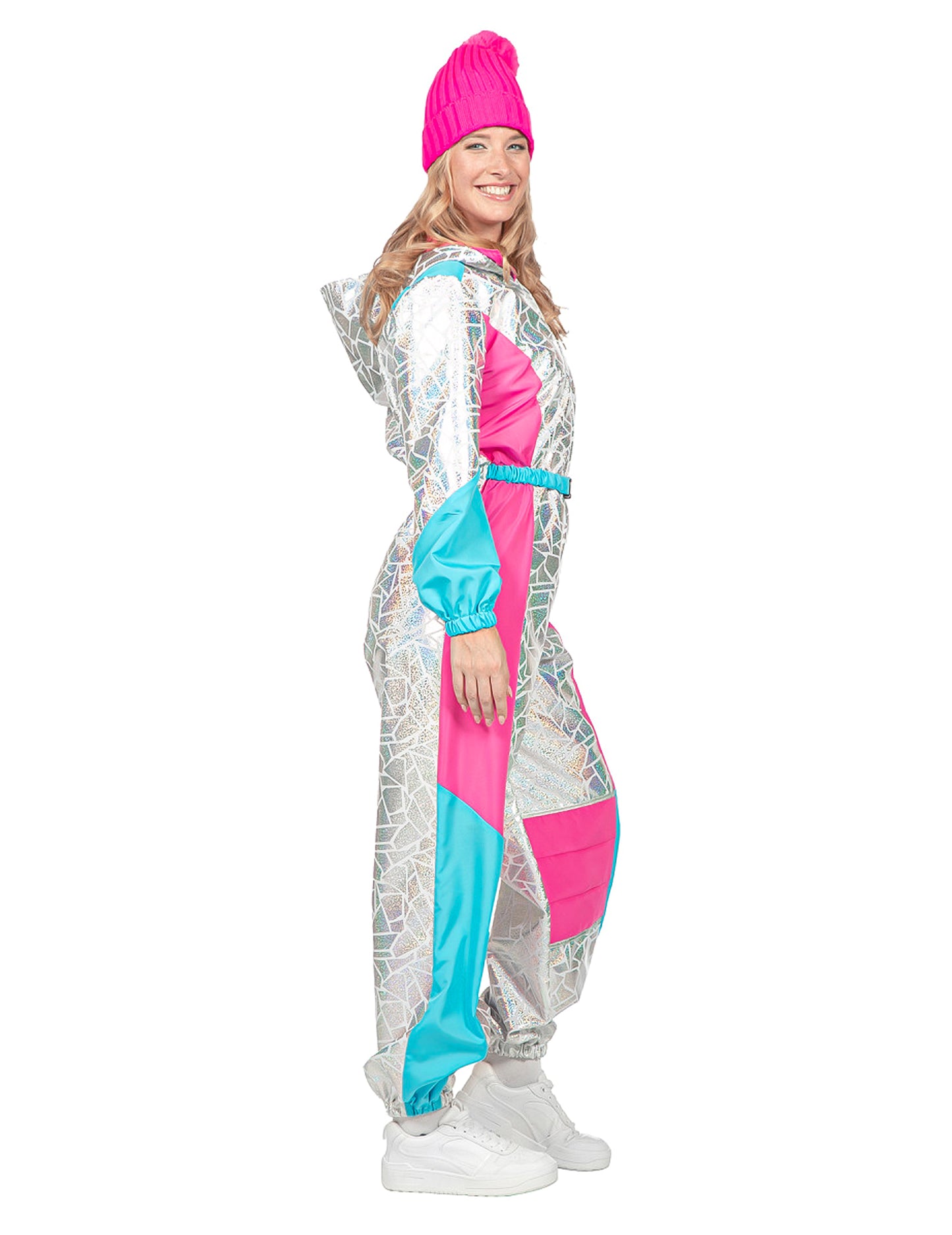 Déguisement combinaison de ski holographique luxe femme