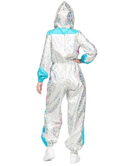 Déguisement combinaison de ski holographique luxe femme