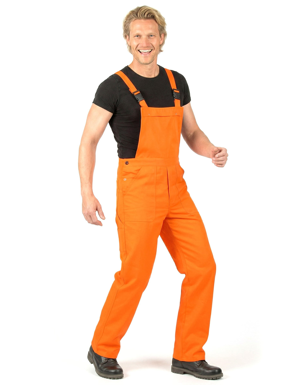 Déguisement combinaison salopette orange fluo adulte