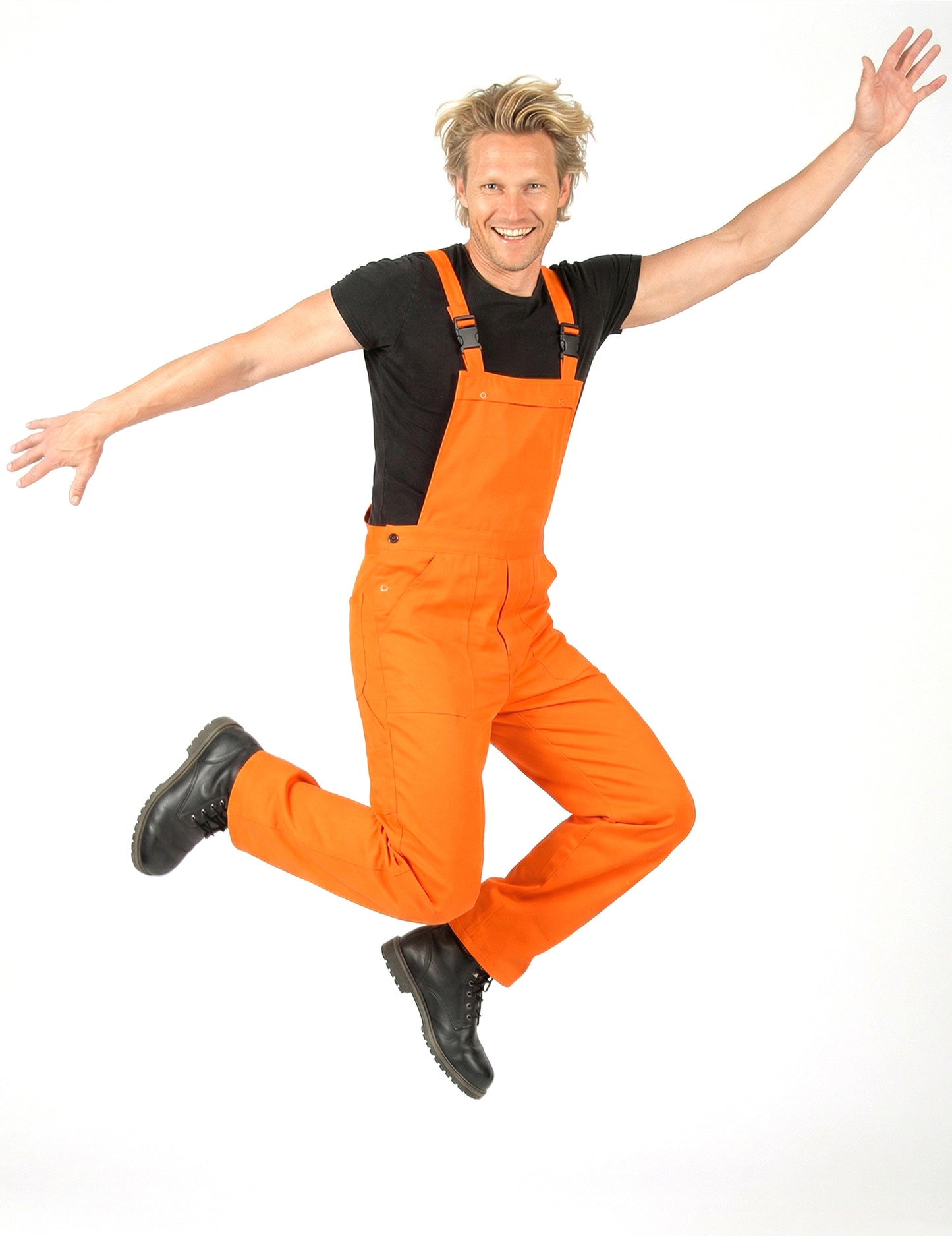Déguisement combinaison salopette orange fluo adulte