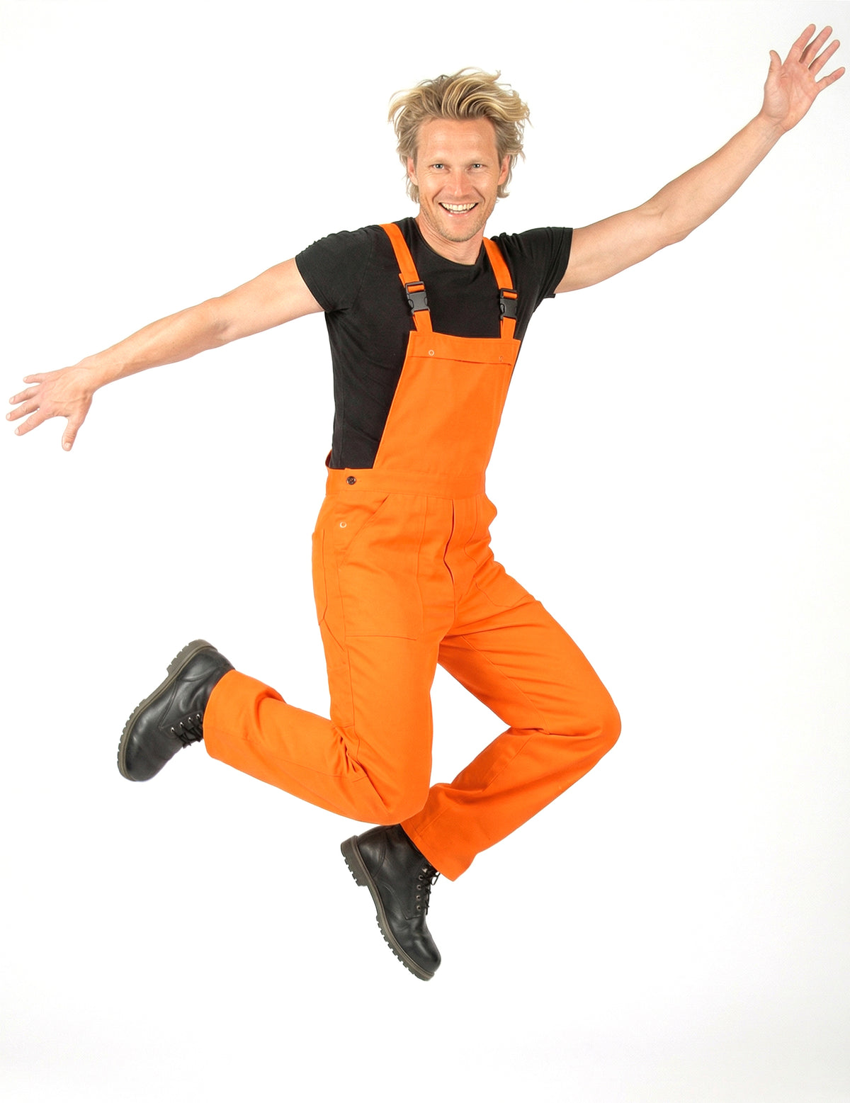 Déguisement combinaison salopette orange fluo adulte