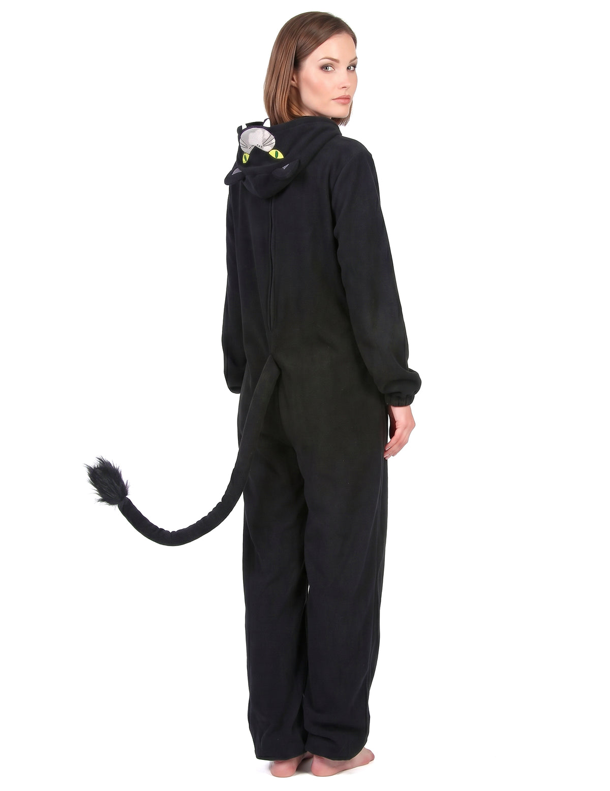 Zwarte panter kostuum met capuchon voor vrouwen