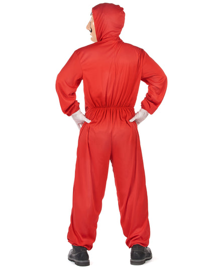 Déguisement combinaison voleur rouge adulte