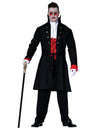 Déguisement de comte vampire pour adolescent noir et rouge avec jabot blanc