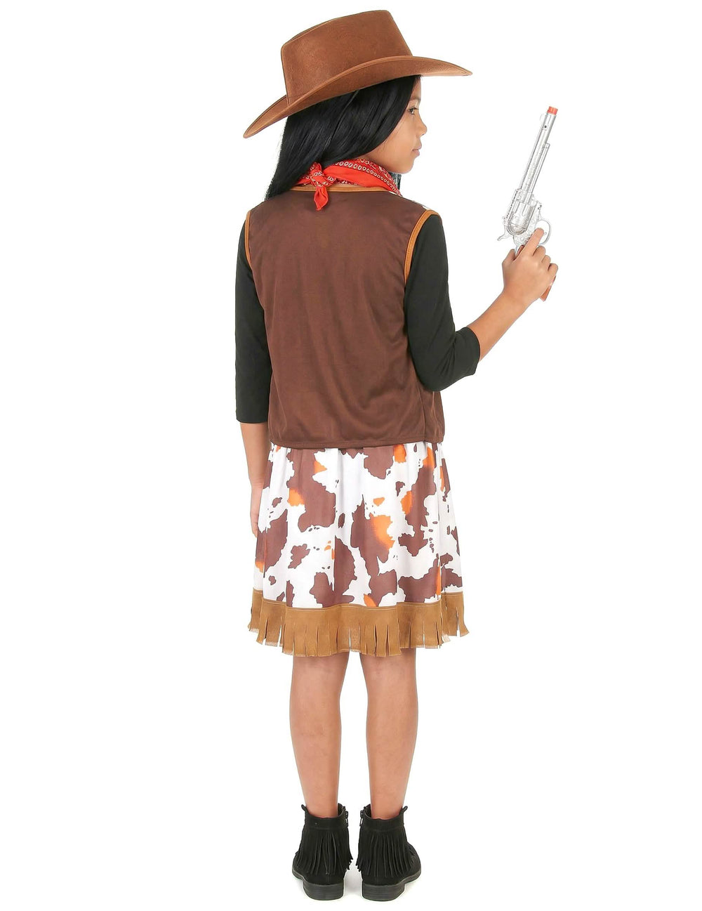Vue de dos avec pistolet du déguisement cowboy de l'ouest