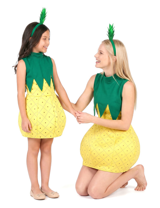 Duo ananas kostuum voor moeder en dochter