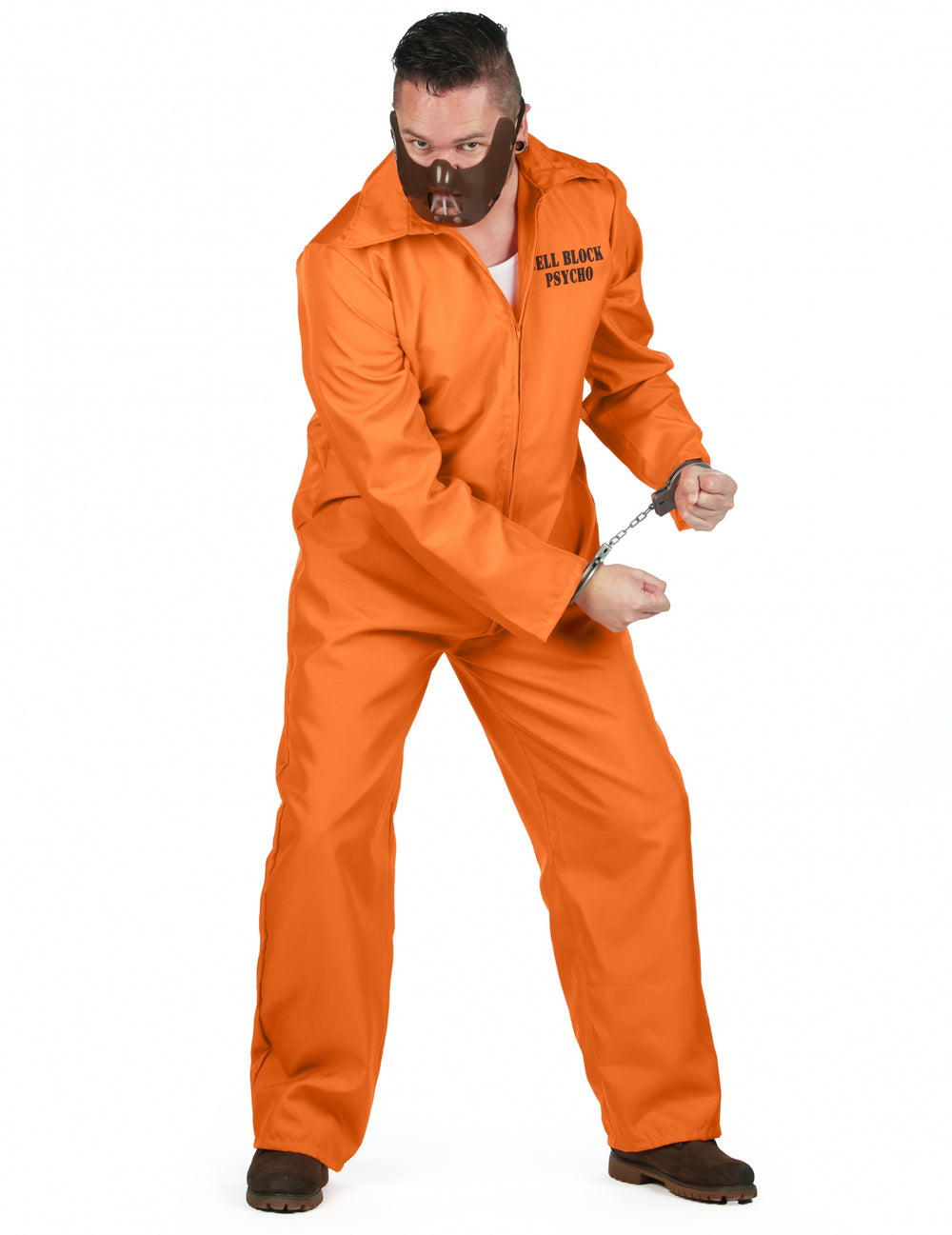 Vue de face du déguisement de prisonnier cannibale pour homme