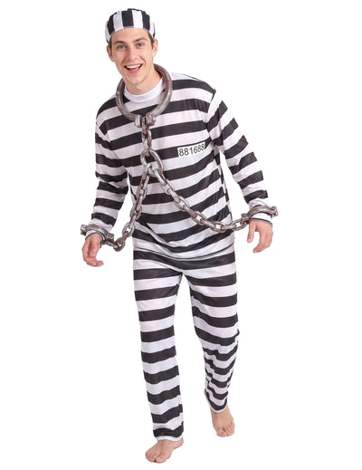 Déguisement de prisonnier noir et blanc homme