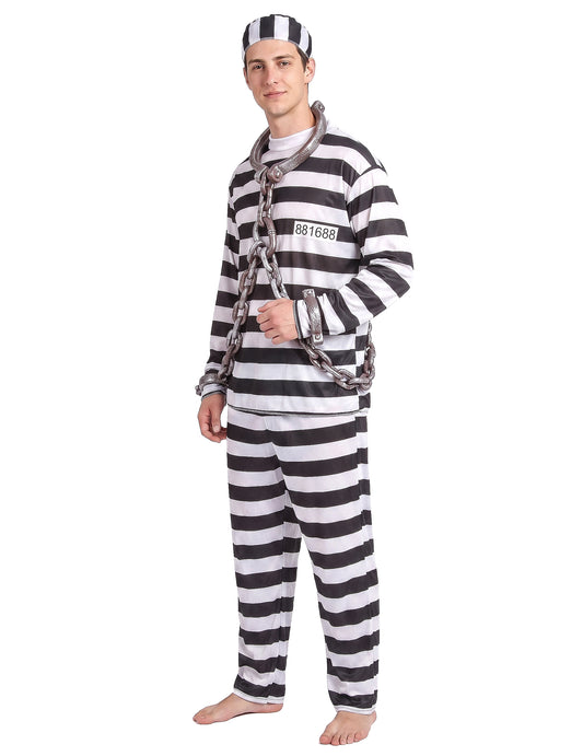 Déguisement de prisonnier noir et blanc homme