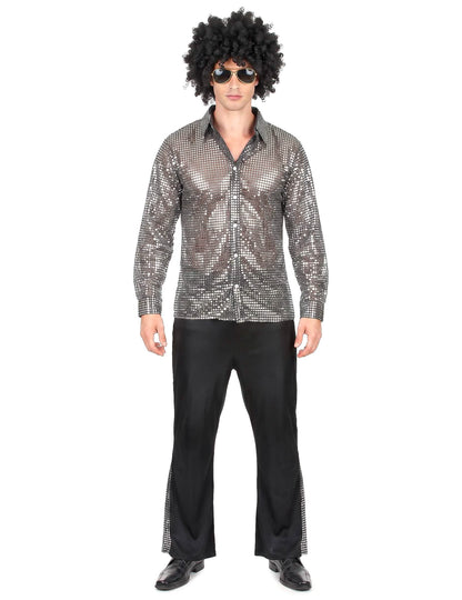 Déguisement disco argenté homme