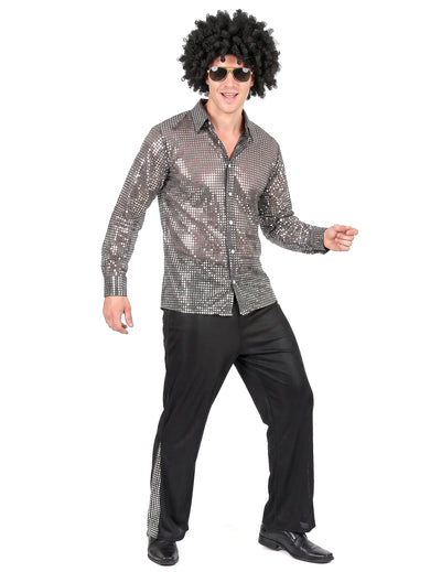 Déguisement disco argenté homme