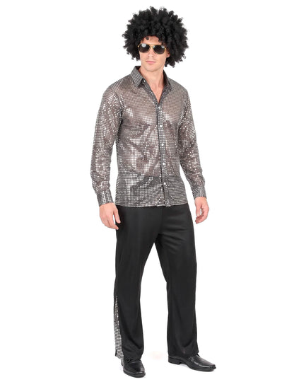 Déguisement disco argenté homme