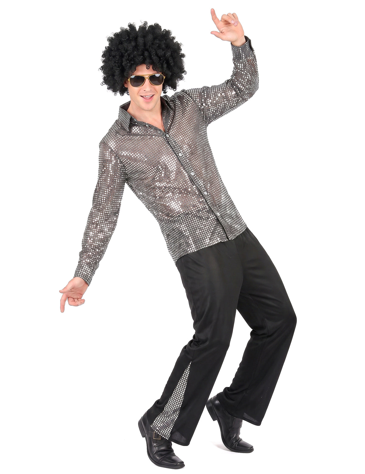 Déguisement disco argenté homme