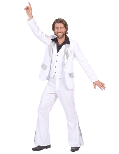 Déguisement disco homme blanc et argent