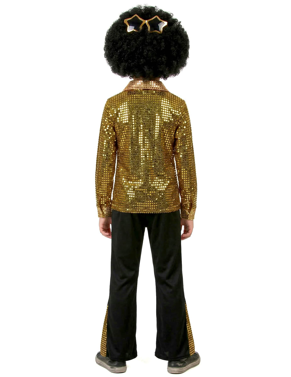 Vue de dos du déguisement disco pour garçon or à sequins