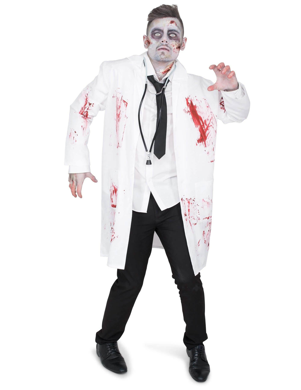 Déguisement de docteur zombifié pour homme blanc ensanglanté avec stéthoscope