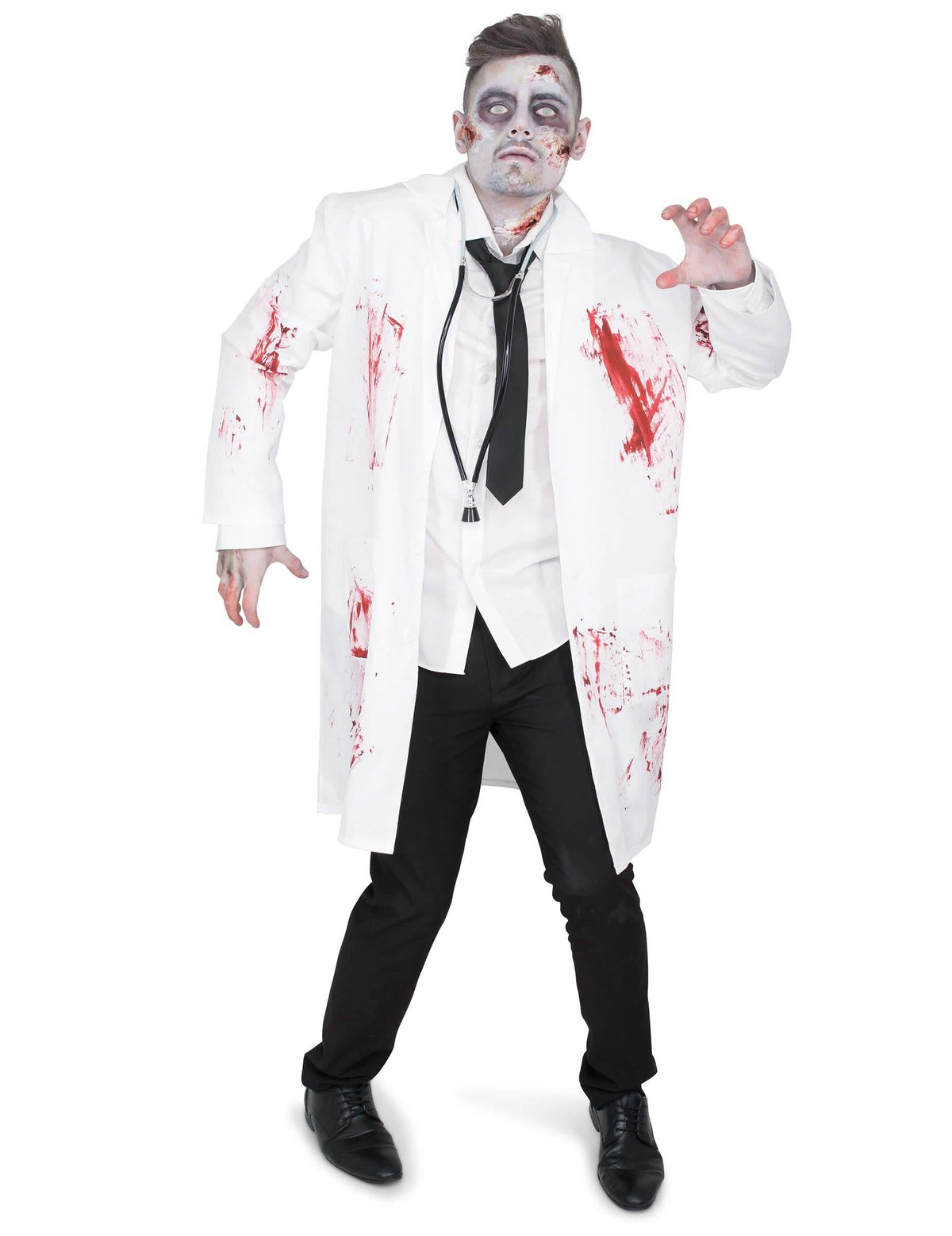 Déguisement de docteur zombifié pour homme blanc ensanglanté avec stéthoscope