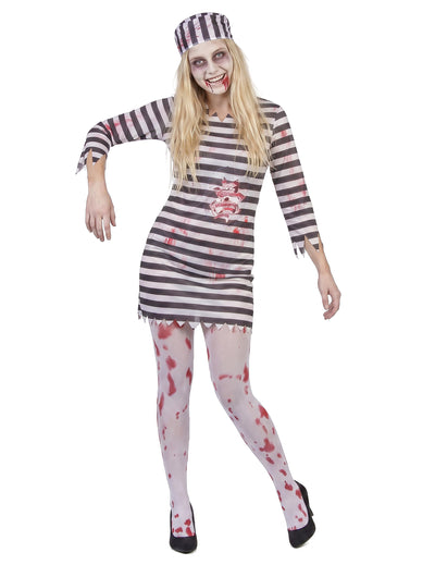 Déguisement effrayant prisonnière zombie femme