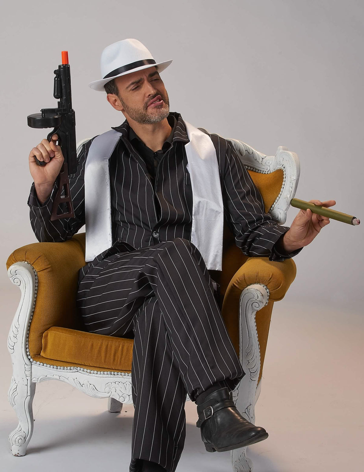 Accessoires pistolet et cigare du déguisement gangster pour homme