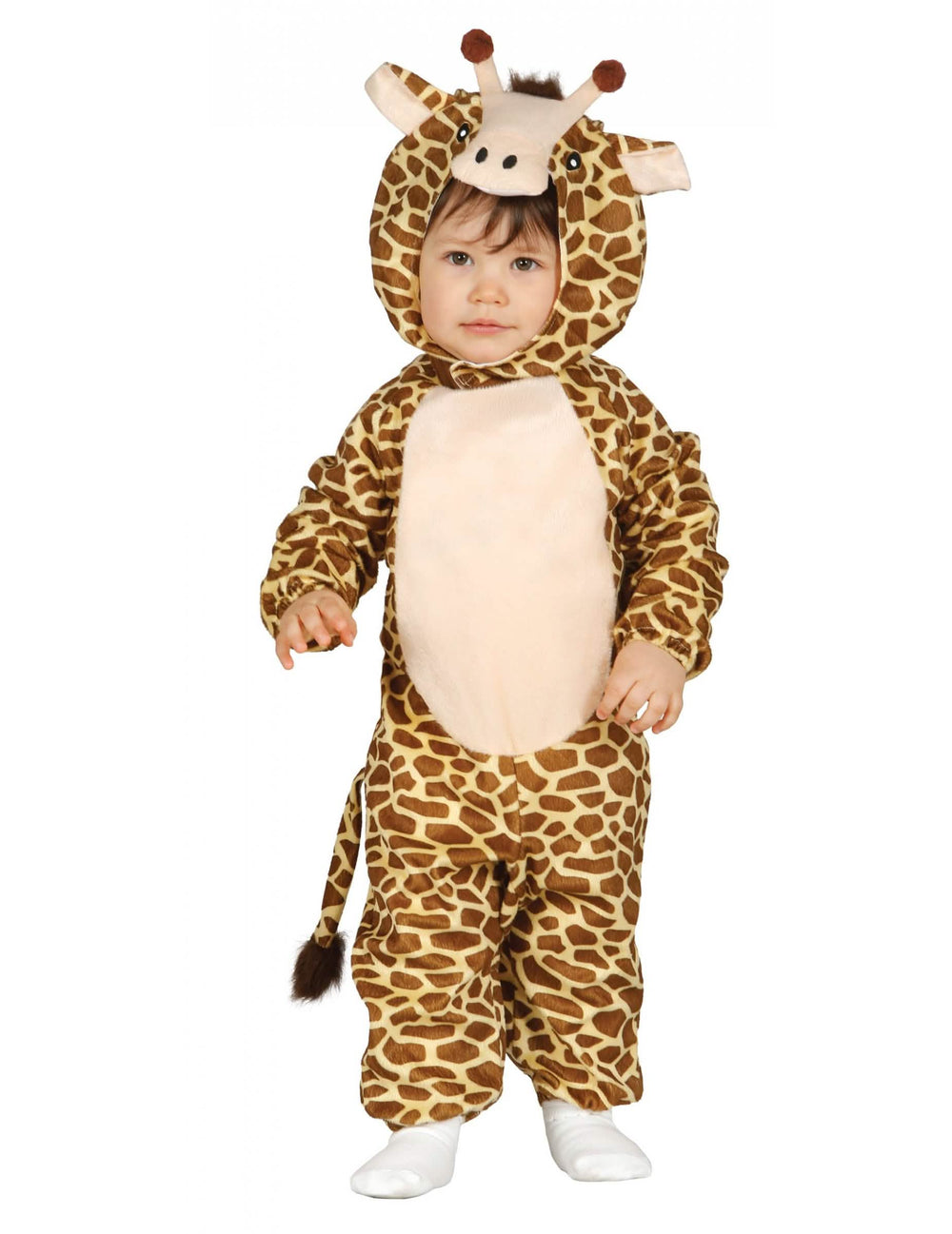 giraffenkostuum voor baby's bruin en beige met vlekken en capuchon