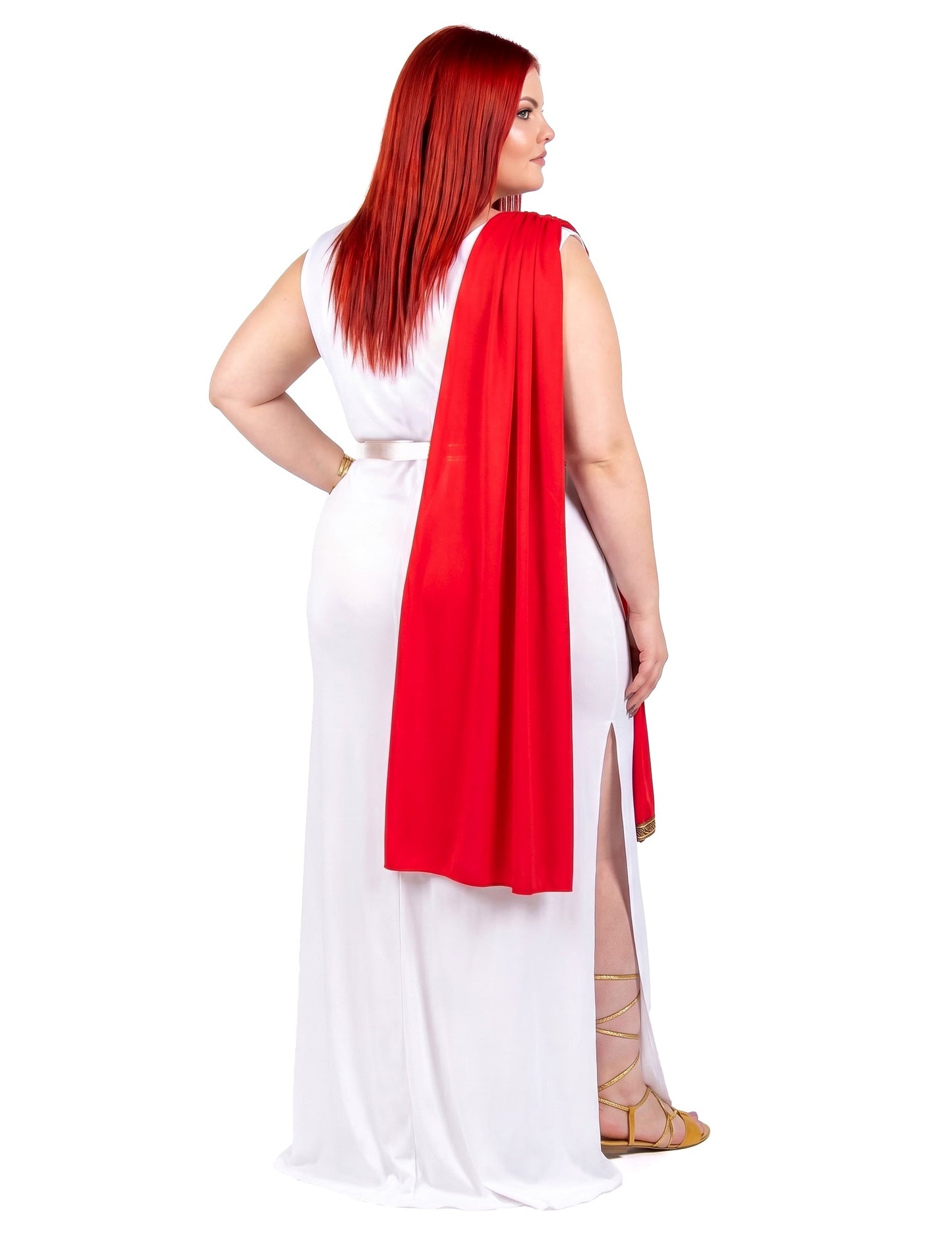 Romeinse godin kostuum met sleep voor dames - Plus Size
