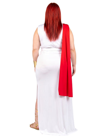 Romeinse godin kostuum met sleep voor dames - Plus Size