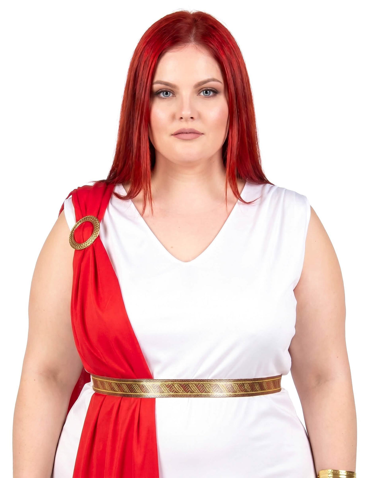 Romeinse godin kostuum met sleep voor dames - Plus Size