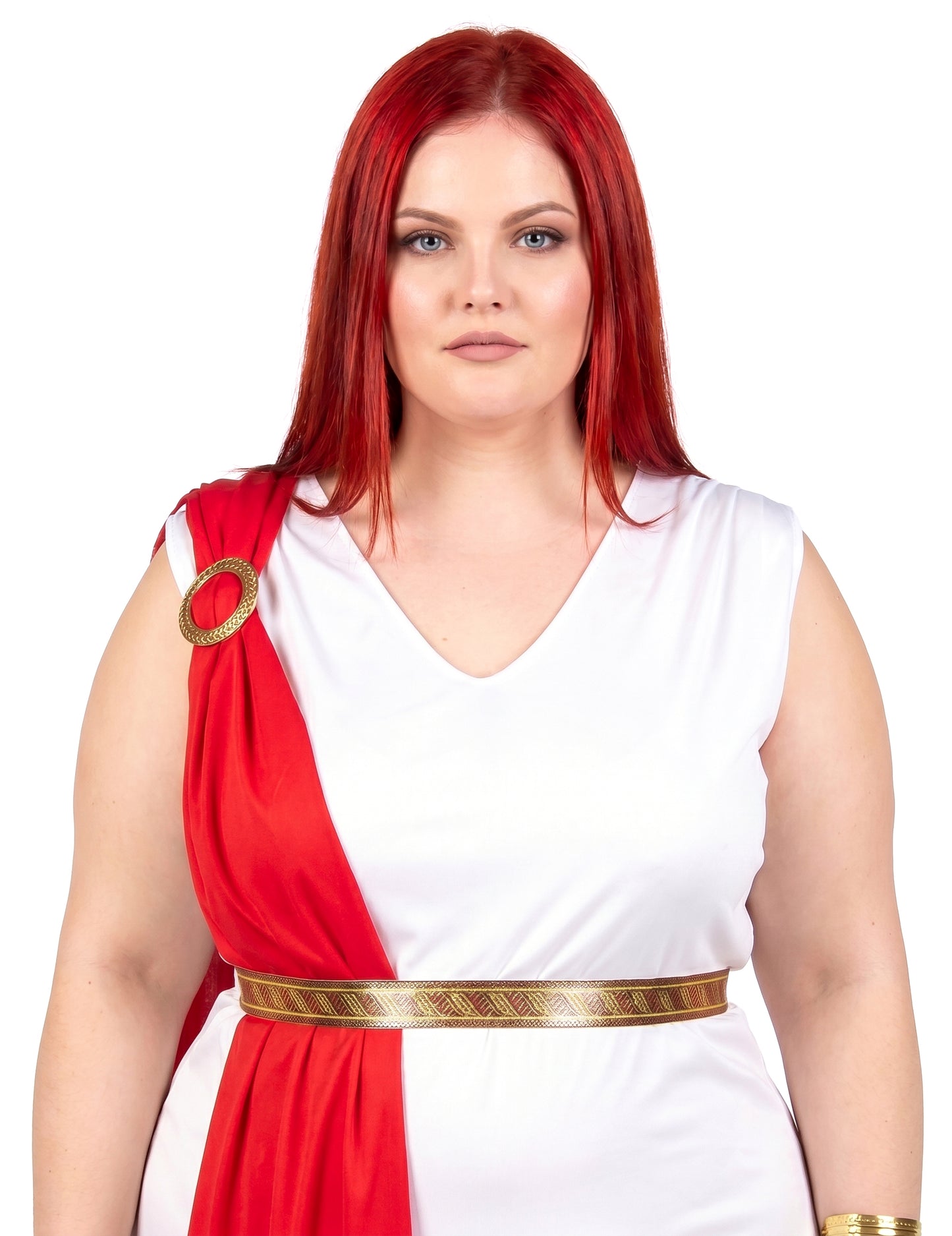 Romeinse godin kostuum met sleep voor dames - Plus Size