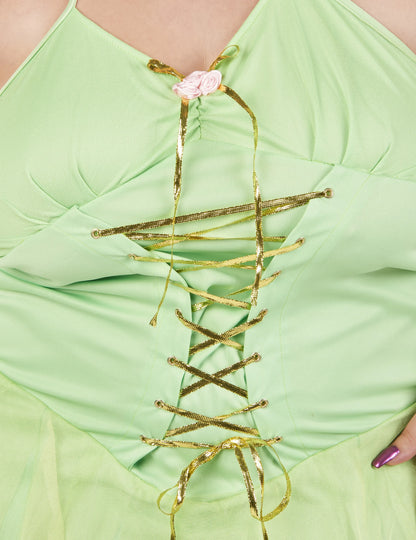 Groot formaat sexy groene fee kostuum voor dames
