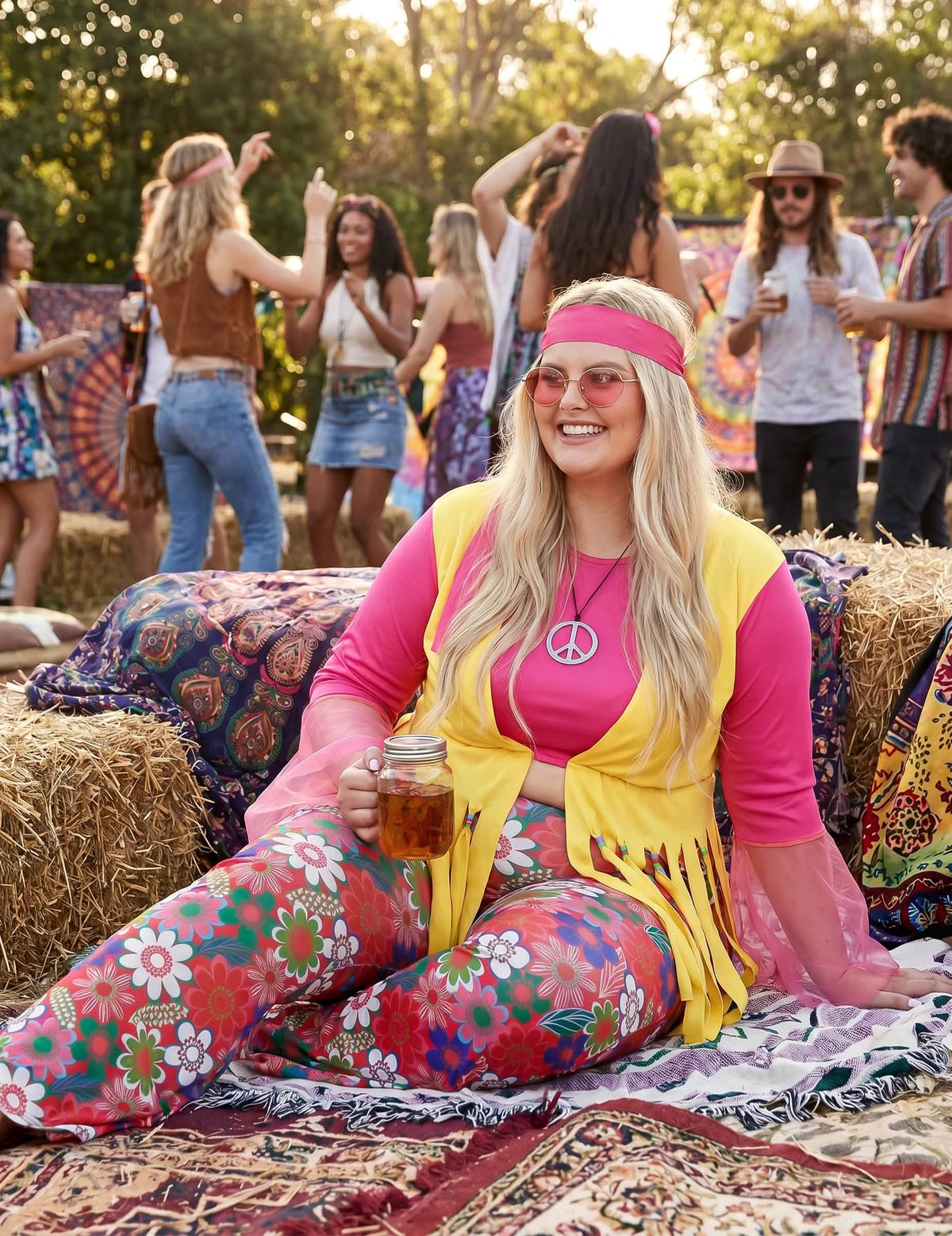 Déguisement grande taille hippie femme
