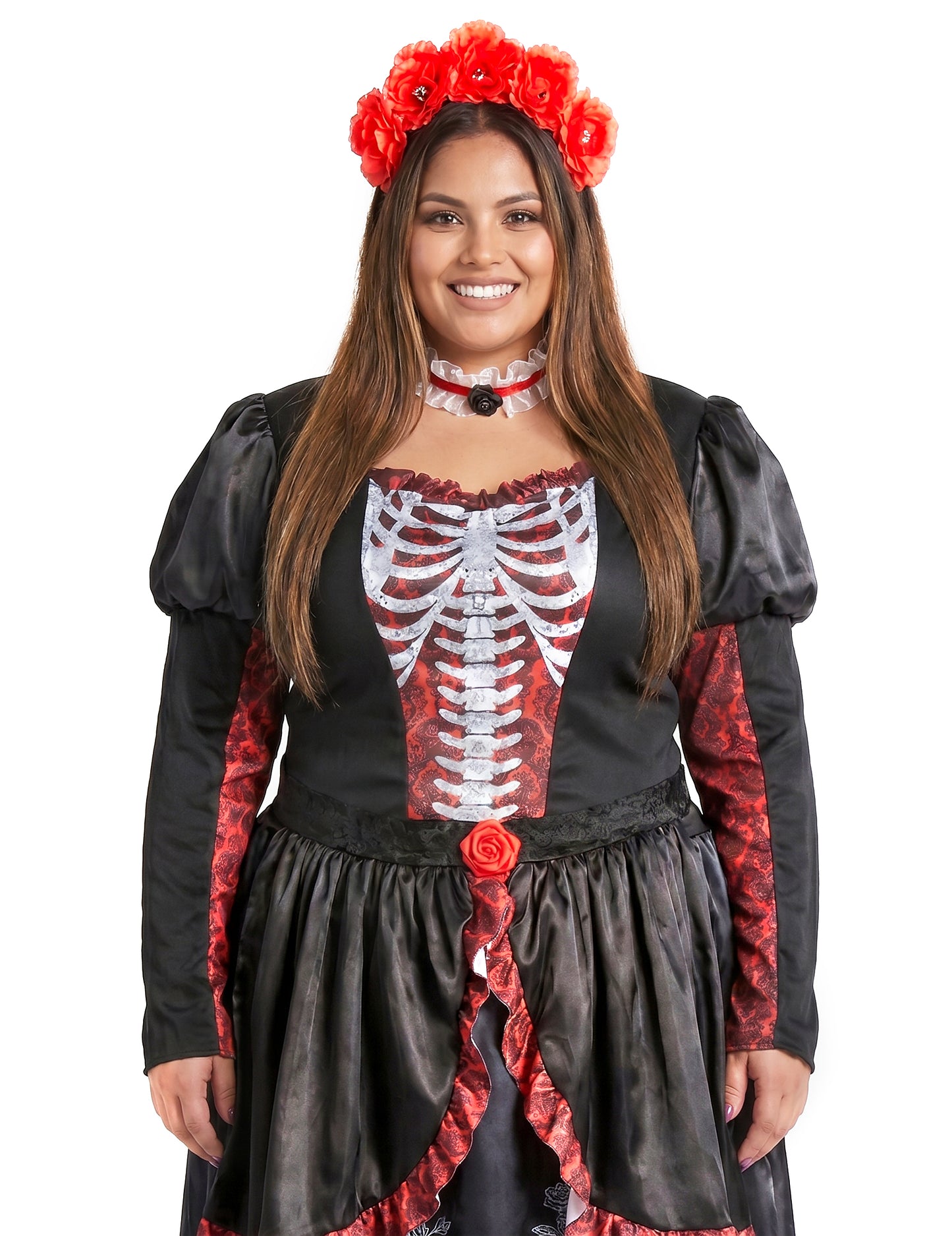Déguisement grande taille robe longue Dia de los muertos femme