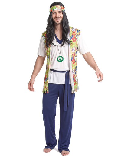 Déguisement hippie bleu homme