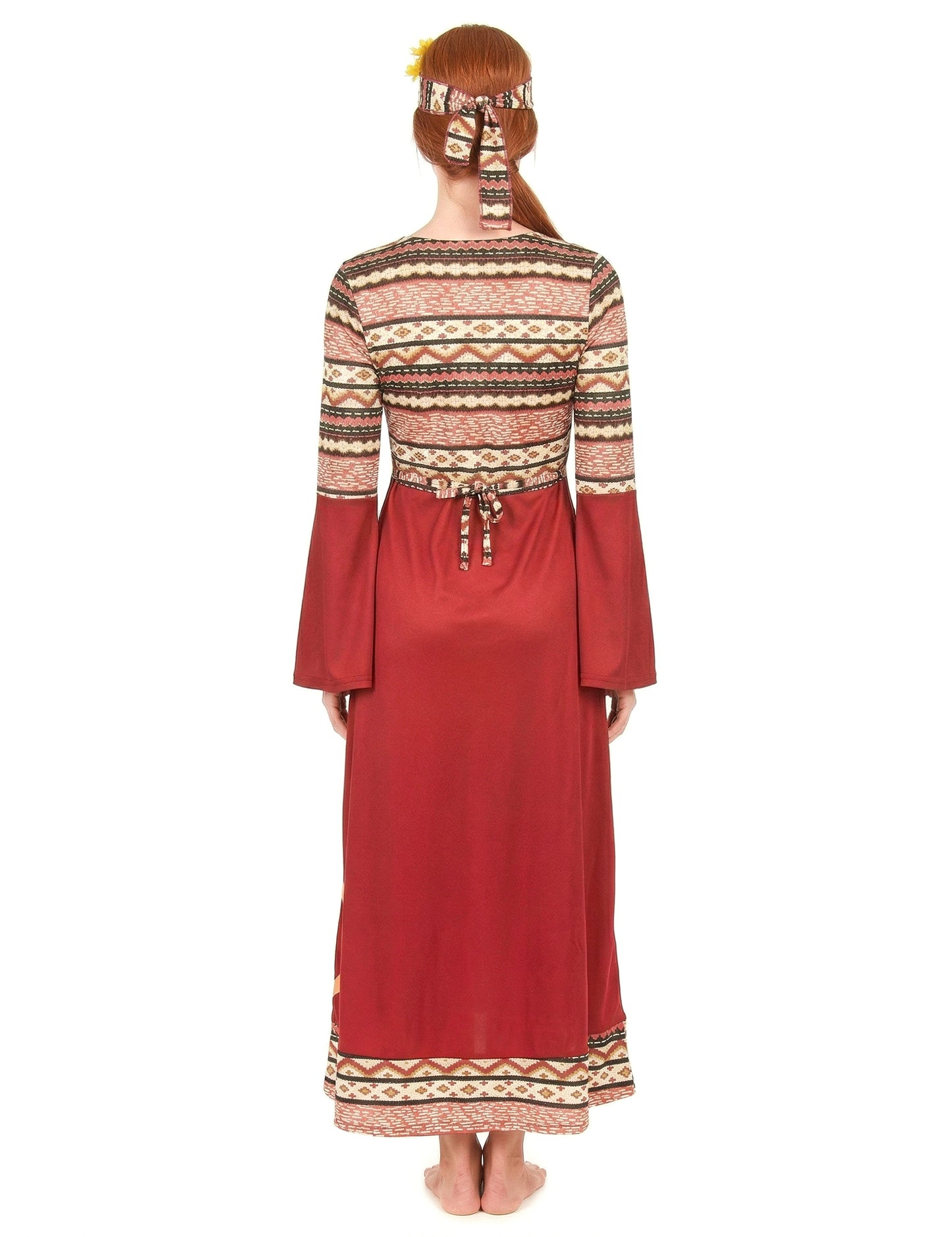 Bordeaux rood hippie kostuum voor vrouwen