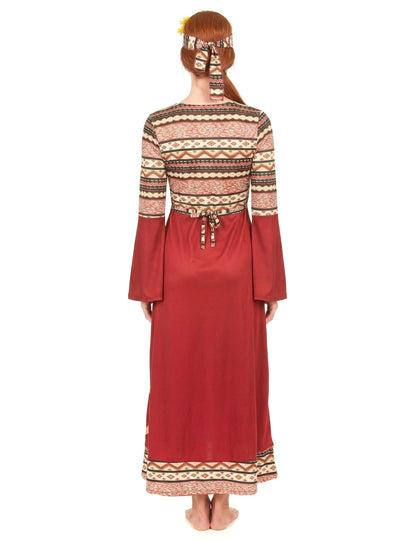 Bordeaux rood hippie kostuum voor vrouwen