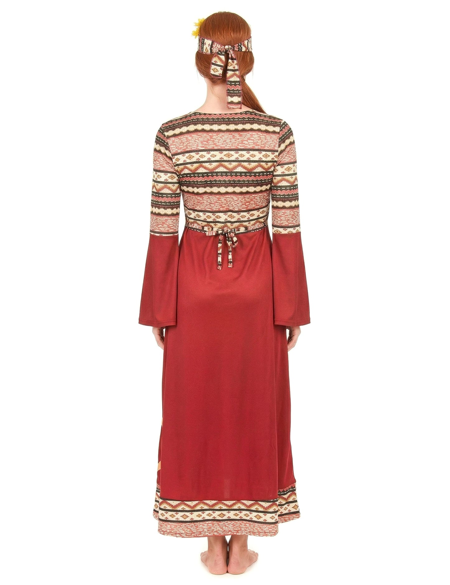 Bordeaux rood hippie kostuum voor vrouwen