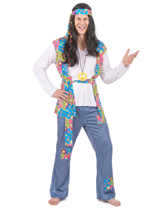 Déguisement hippie effet jean homme