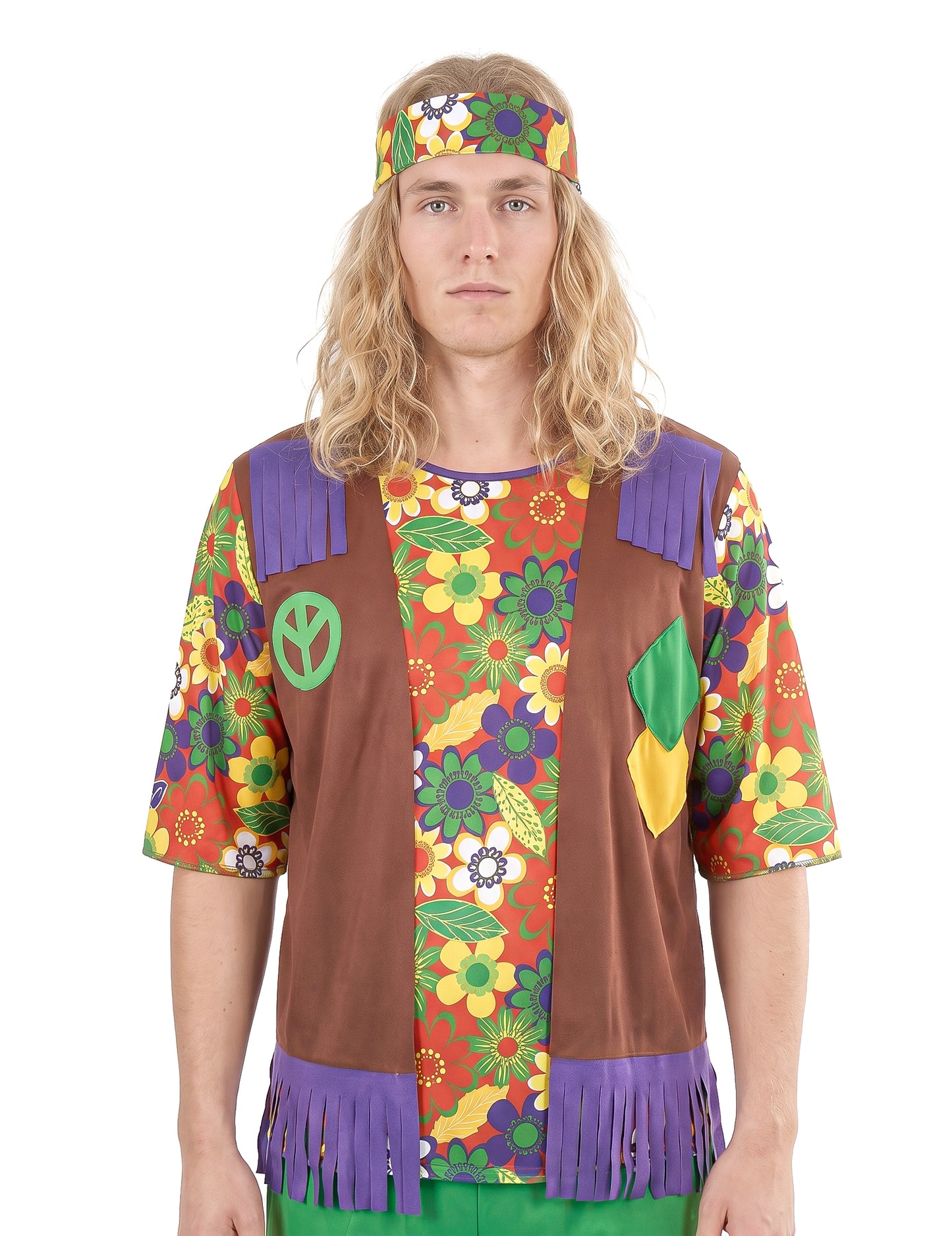 Kleurrijk Flower Power hippiekostuum voor mannen