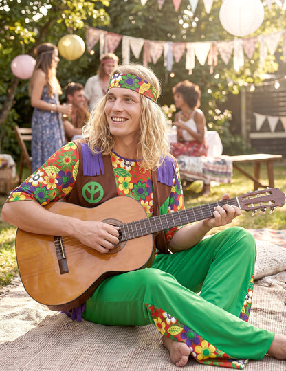 Kleurrijk Flower Power hippiekostuum voor mannen