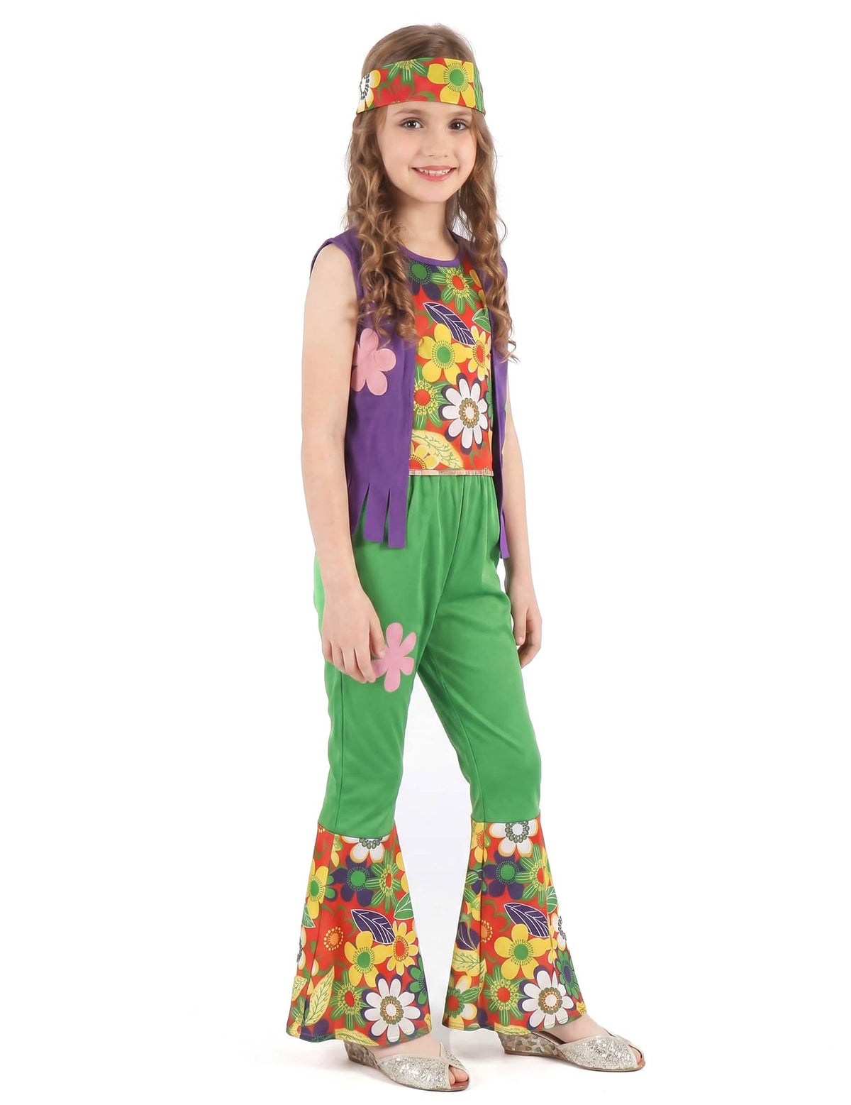 Déguisement hippie flower power vert fille