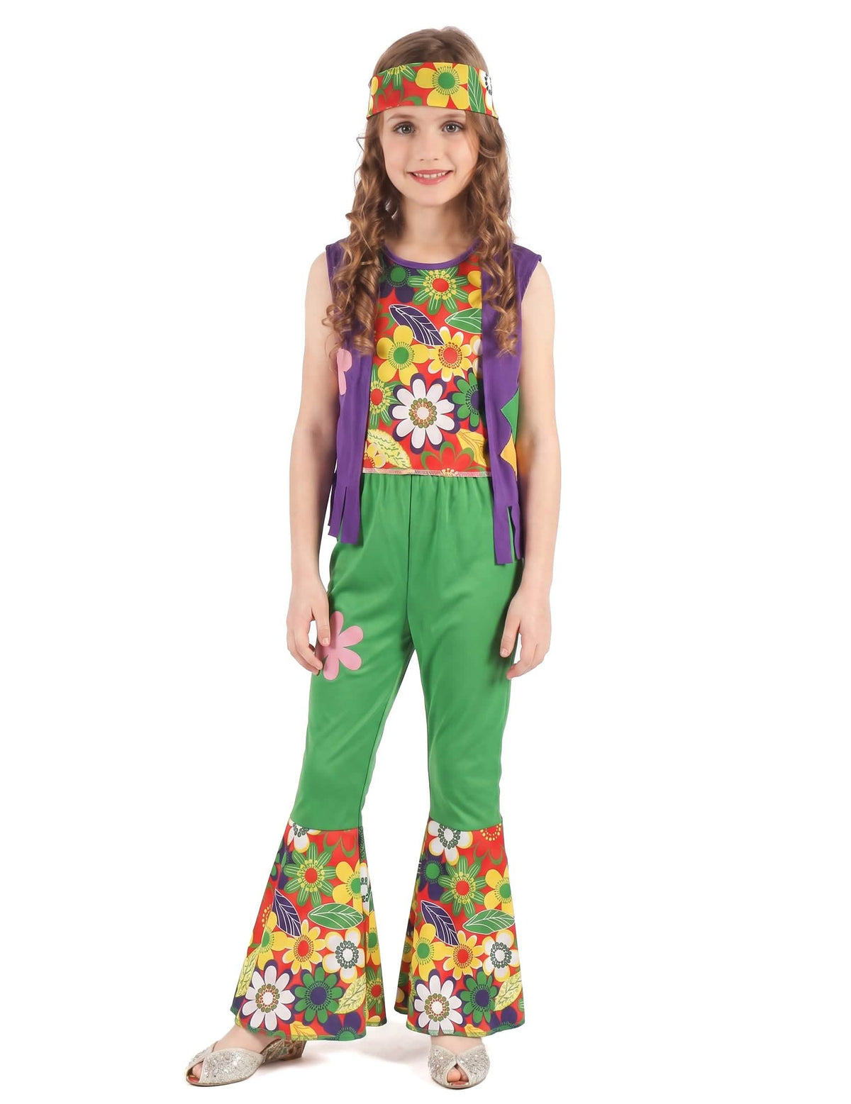 Déguisement hippie flower power vert fille