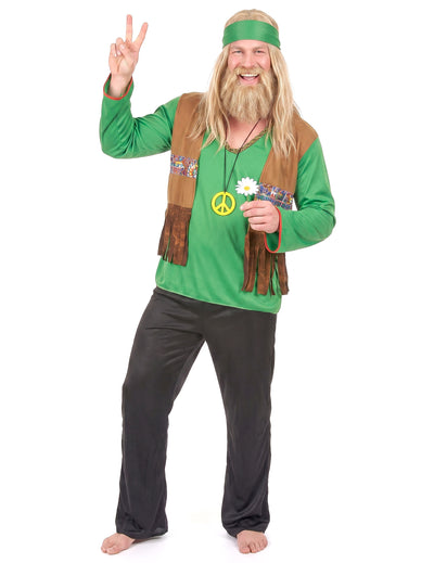 Déguisement hippie homme vert et noir